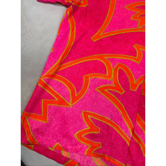Vintage Alfred Shaheen Shirt Neon Pink Rare Size L/XL Tiki Hawaiian 1960s MCM - Picture 5 of 13